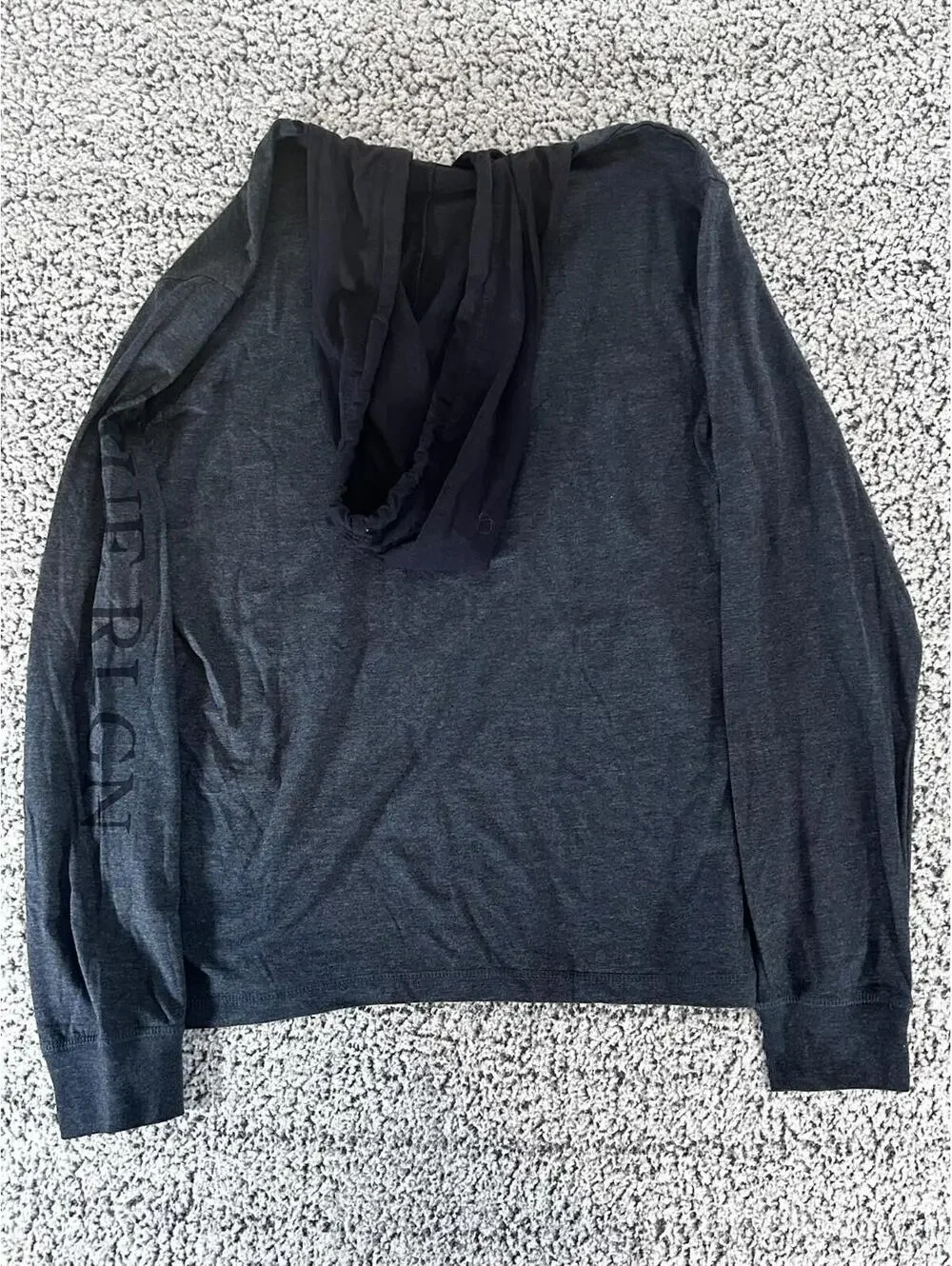 True Religion Mens Hooded Henley Long Sleeve Tee Dark Denim Heather L $109